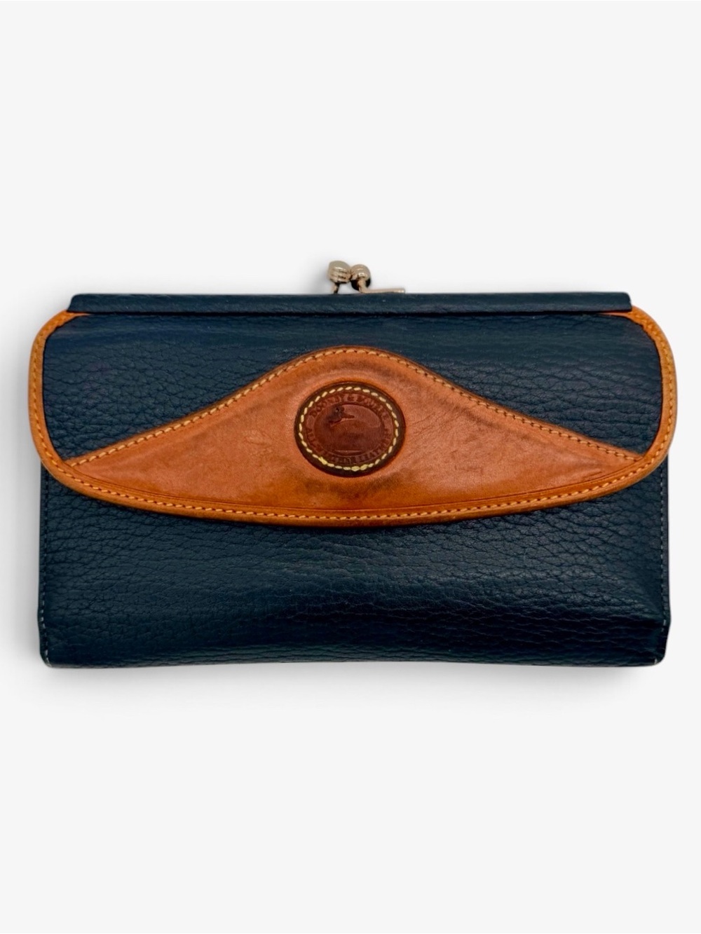 Dooney & Bourke Pebble Leather Duck Logo Wallet Coin Purse Navy/Black 4x7.25